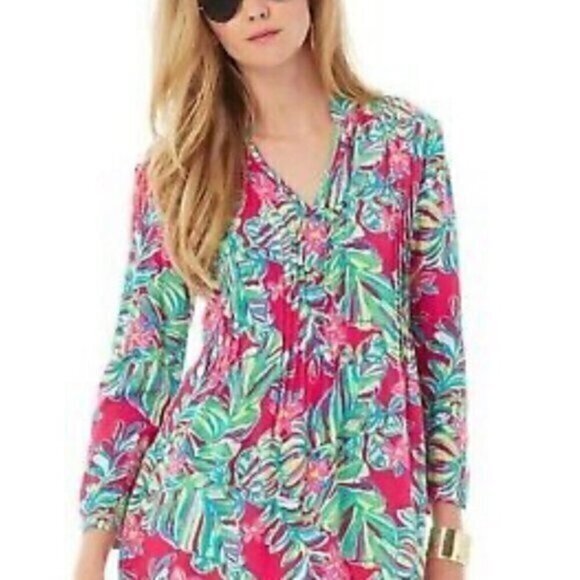 Lilly Pulitzer Sarasota tunic pomegranate “jungle tumble” Size XXS - Picture 1 of 10